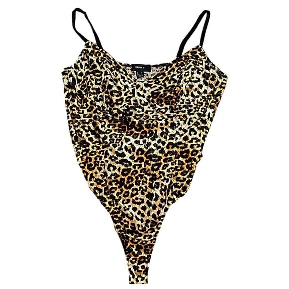 Velvet Leopard Print Bodysuit Adjustable Straps Plus Size 1X - Picture 2 of 7